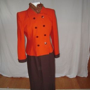 Kasper tailored suit & skirt brown w/dark brow 8 b